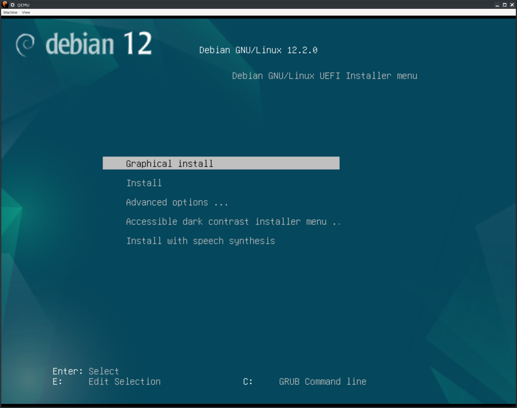 Debian 12 installer, boot up