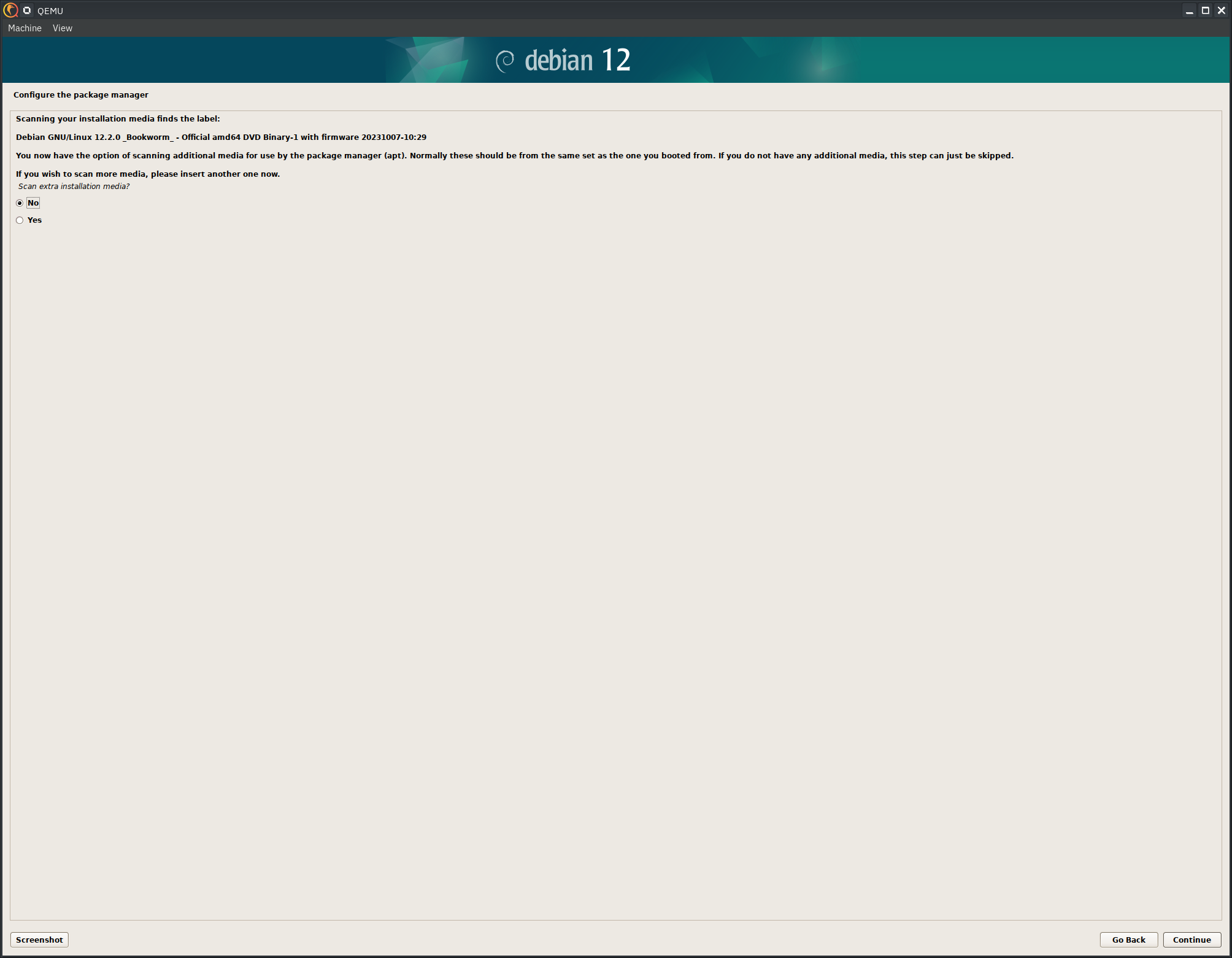 Debian 12 installer, no extra media