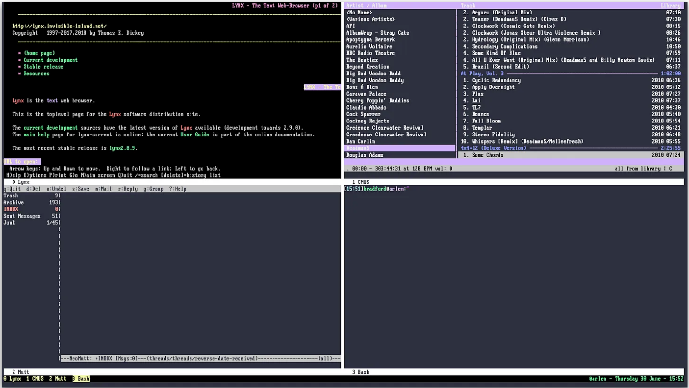GNU Screen with four ttys