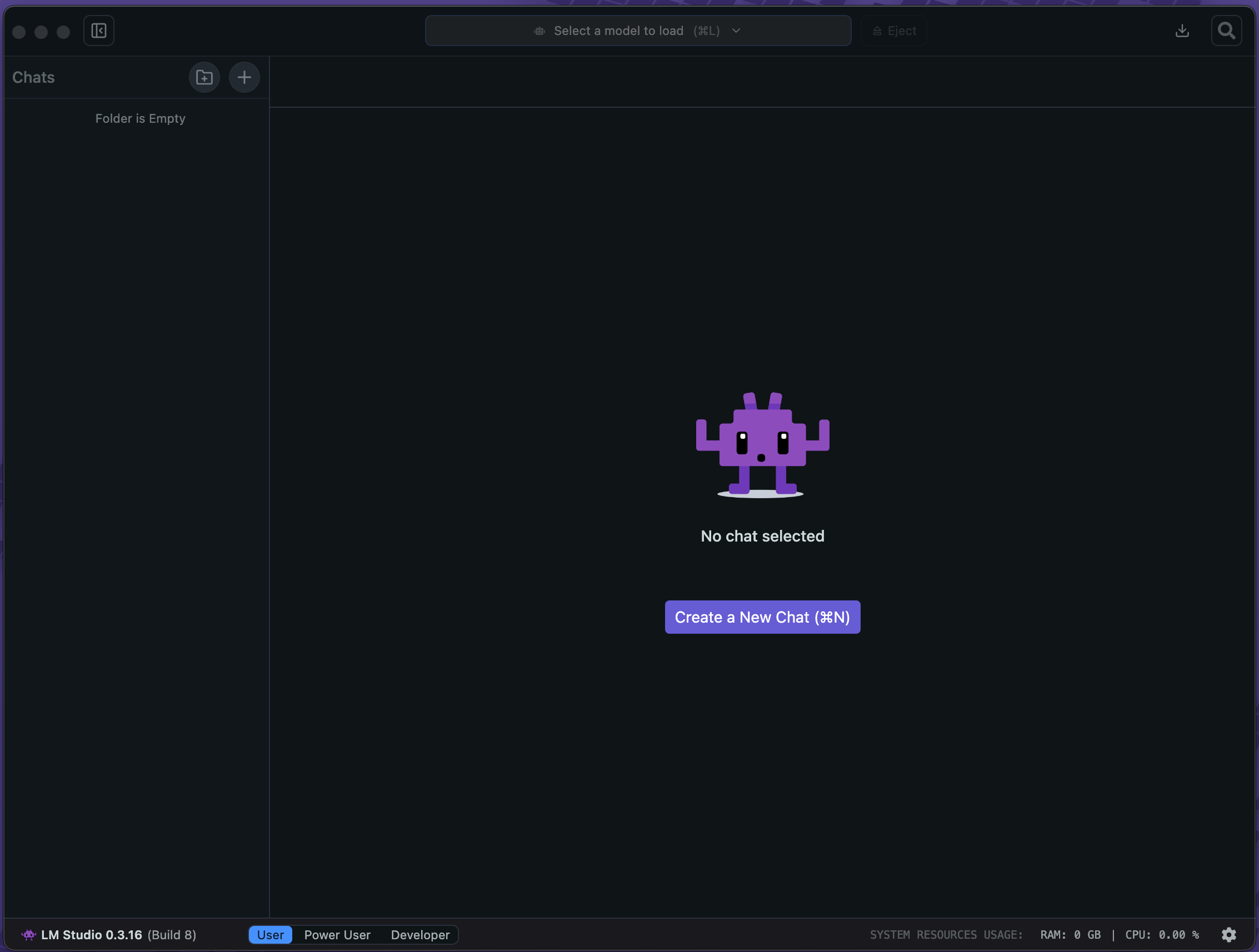 LMStudio Default screen