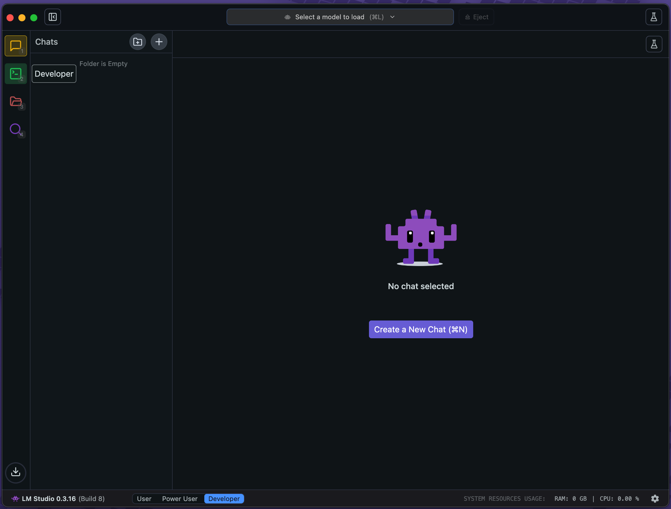 LMStudio Developer screen