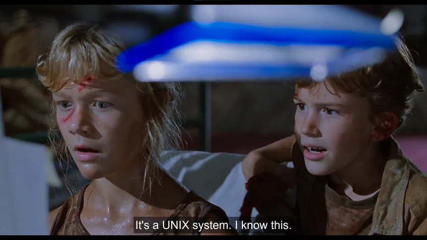 This is a UNIX system, Jurassic Park image